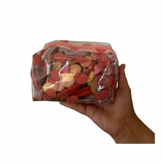 Necessaire kleine Pfirsiche gefüllt mit einer 500gr Mistery Tüte